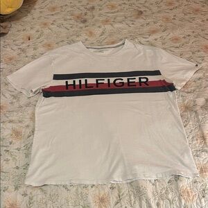 Tommy Hilfiger White Tee with Navy and Red Stripe
